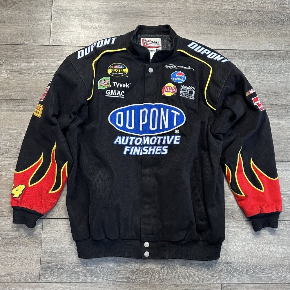 Y2K Chase Authentics Jeff Gordon #24 Jacket XL Flames DuPont Nascar 2004 Black